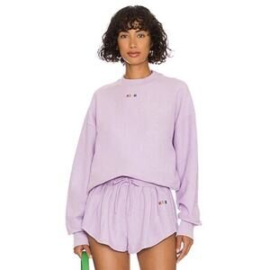 MSGM Milano Medium Logo Sweatshirt Pullover Crew Neck Lilac Terry Lounge